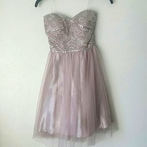 Nwt Strapless Beaded Sequin Tulle Prom Dress sz 2 pastel